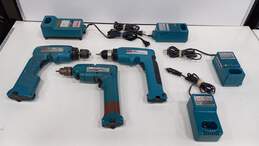 Bundle Of 3 Assorted MAKITA Drills w/ Chargers & Power Cord alternative image