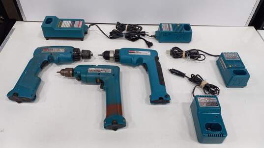 Bundle Of 3 Assorted MAKITA Drills w/ Chargers & Power Cord image number 2