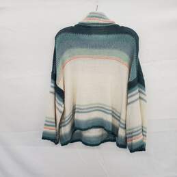 Anthropologie Teal & Ivory Wool Blend Cowl Neck Sweater WM Size L alternative image