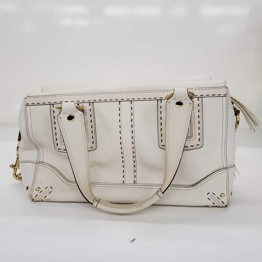 Coach Hamptons Andrea Large White Leather Satchel Bag image number 4