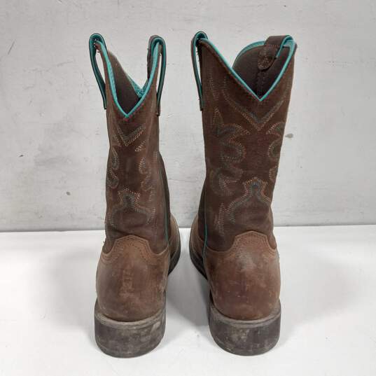 Ariat Leather Pull On Western Style Boots Size 8B image number 3