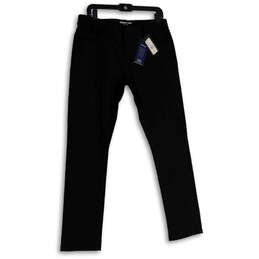 NWT Mens Black Flat Front Slim Fit Straight Leg Chino Pants Size 34x32