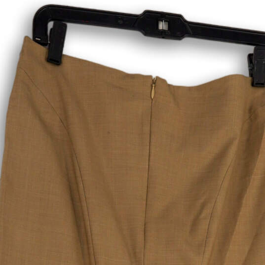 NWT Womens Brown Pleated Back Zip Knee Length Straight & Pencil Skirt Sz 4 image number 4