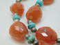 Artisan 925 Faceted & Tumbled Orange Agate Turquoise & Ball Beaded Necklaces Variety 136.2g image number 4