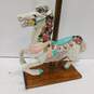 Porcelain Carousel Pony Figure on 42-Inch Pole and Wooden Stand image number 4