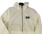 Womens Off White Microfleece Long Sleeve Half-Zip Jacket Size Small image number 3