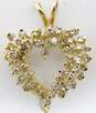 14K Yellow Gold 0.98 CTTW Diamond Cluster Heart Pendant- For Repair 4.8g image number 4
