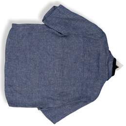 Mens Blue Short Sleeve Spread Collar Linen Stretch Button-Up Shirt Size S alternative image