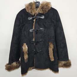 Coldwater Creek Black Faux Fur Coat