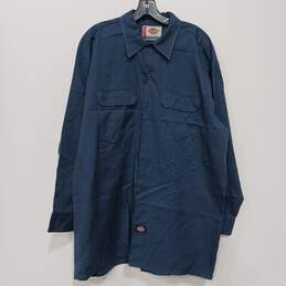 Dickies Men's Navy Blue Button Up Work Shirt Size XL