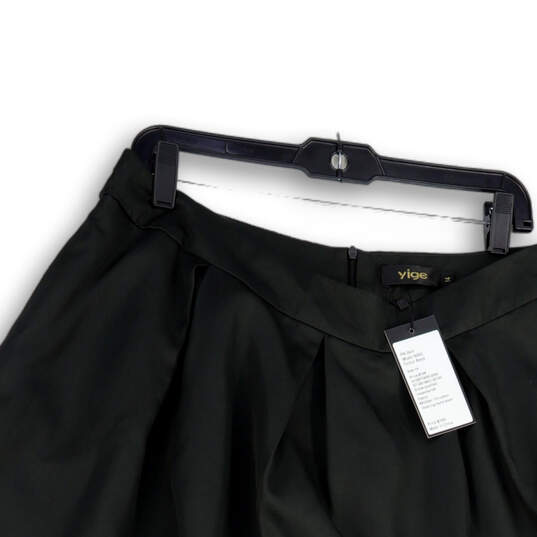NWT Womens Black Pleated Back Zip Regular Fit Short A-Line Skirt Size 14 image number 3