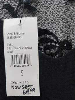 Cabi Women's Lace Fringe Black Long Sleeved Blouse Size Small alternative image