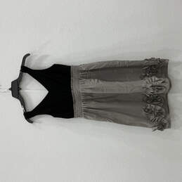 Womens Black Gray V-Neck Sleeveless Pullover Sheath Dress Size 4 alternative image