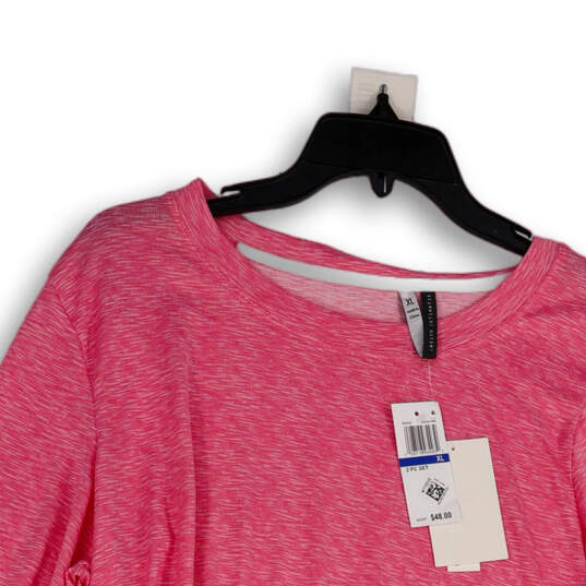 NWT Womens Pink Stretch Long Sleeve Round Neck Pullover T-Shirt Size XL image number 3