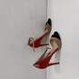 Women's Black/Red/Tan Suede Open Toe Heels Size 6.5M image number 4
