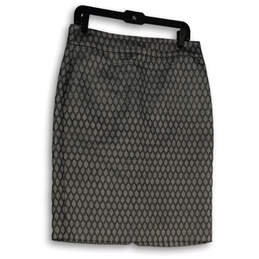 Womens Gray Geometric Flat Front Back Slit Straight And Pencil Skirt Sz 8