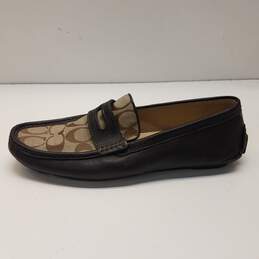 Coach Neal Signature Brown/Khaki Leather Driving Penny Loafers Men's Size 9M alternative image