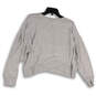 Womens Gray White Striped Long Sleeve Ribbed Hem Pullover Sweatshirt Size S image number 2
