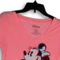 Womens Pink Mickey Regular Fit V-Neck Short Sleeve Pullover T-Shirt Size XS image number 3