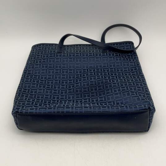 Tommy Hilfiger Womens Navy Blue Signature Print Leather Handle Tote Handbag image number 2