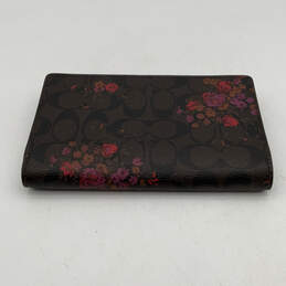 Womens Brown Pebble Leather Floral Zipped Pocket Signature Bifold Wallet alternative image
