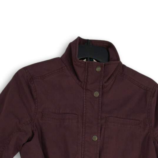 L.L. Bean Womens Purple Long Sleeve Mock Neck Full-Zip Jacket Size XS image number 3