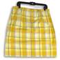 NWT Womens Yellow Plaid Flat Front Back Zip Short Mini Skirt Size 12 image number 2