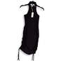 NWT Womens Black Ruched Sleeveless Stretch Short Bodycon Dress Size XS image number 1