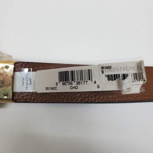 Michael Kors Reversible Leather MK Logo Belt in Brown w/Gold Hardware Size S image number 5