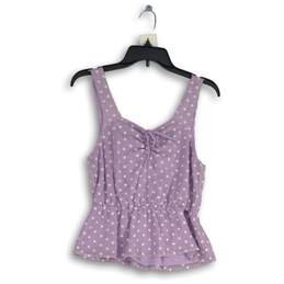 Womens Purple Floral Wide Strap Sweetheart Neck Ruched Front Peplum Tank Top S