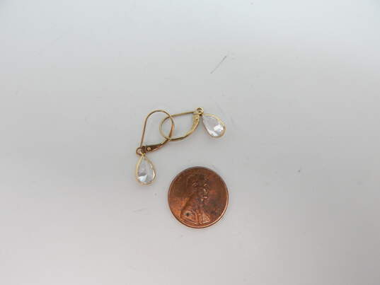 14K Yellow Gold CZ Drop Earrings 1.6g image number 2