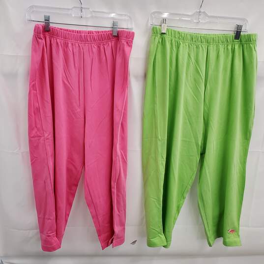 The Quacker Factory Women's Cotton Lounge Pants 2 Pairs Lot - Size Large image number 1