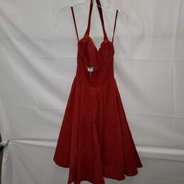 Girls From Savoy Anthropologie Red Sleeveless Zip Back Dress Size 2 alternative image