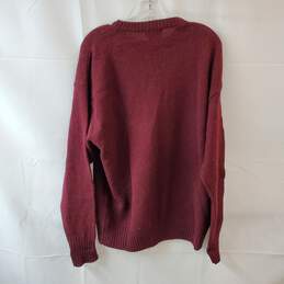 Large Size Maroon Color Long Sleeve Wool Sweater alternative image