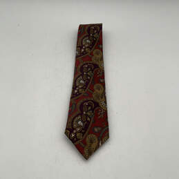 Mens Multicolor Silk Paisley Four-In-Hand Adjustable Designer Neck Tie