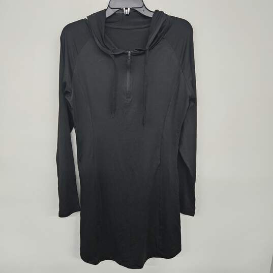 Black Long Sleeve Zipped Dress With Hoodie image number 1