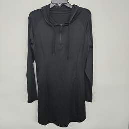 Black Long Sleeve Zipped Dress With Hoodie