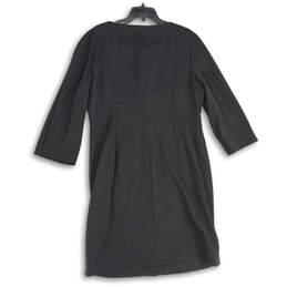 Womens Black Long Sleeve Round Neck Knee Length Sheath Dress Size 14 alternative image