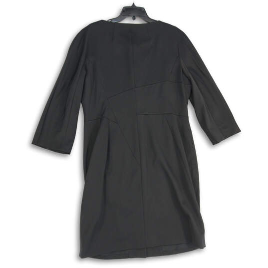 Womens Black Long Sleeve Round Neck Knee Length Sheath Dress Size 14 image number 2