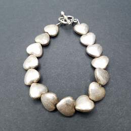 Sterling Silver Heart Link Toggle 7" Bracelet 19.4g