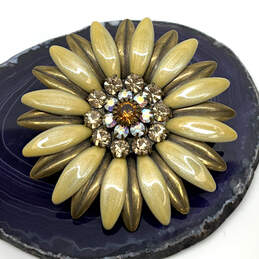 Designer Liz Palacios Gold-Tone Crystal Clear Summer Flower Brooch Pin alternative image