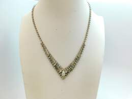 VTG Eisenberg Silvertone Icy Rhinestone Pointed Necklace & Coiled Snake Bracelet alternative image