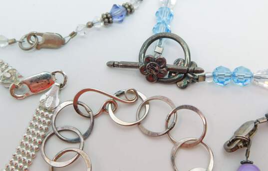 Sterling Silver Purple & Blue Bead Chain Bracelets 38.7g image number 2
