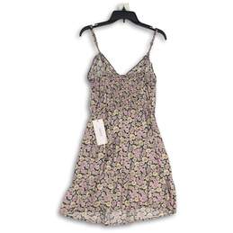 NWT Mimi Chica Womens Pink Floral Spaghetti Strap Short Mini Dress Size L alternative image