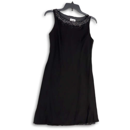 Womens Black Round Neck Sleeveless Knee Length A-Line Dress Size 8P image number 1