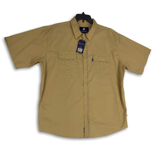 NWT Mens Tan Collared Short Sleeve Flap Pocket Button-Up Shirt Size 3XB image number 4