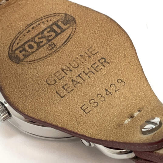 Designer Fossil Silver-Tone Round Dial Adjustable Strap Analog Wristwatch image number 4