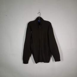Mens Shetland Wool Mock Neck Long Sleeve Full-Zip Sweater Size Large