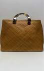 AsiaPhile Tortoise Shell Handle Woven Tote Beige image number 1