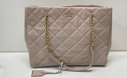 Kate Spade Emerson Place Phoebe Quilted Beige Leather Tote Bag